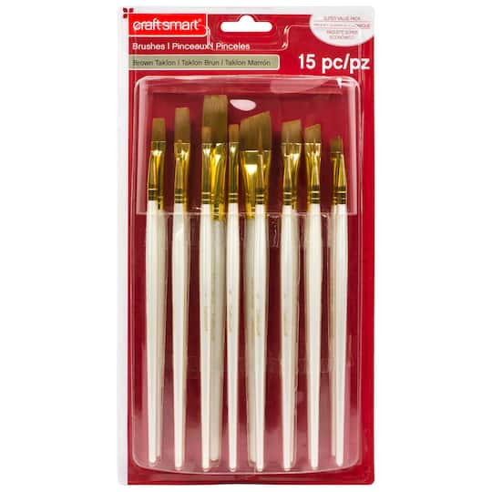 Michaels, 6 Pack: Brown Taklon Super Value Paintbrush Pack by Craft Smart® – Category: Craft Brush Sets